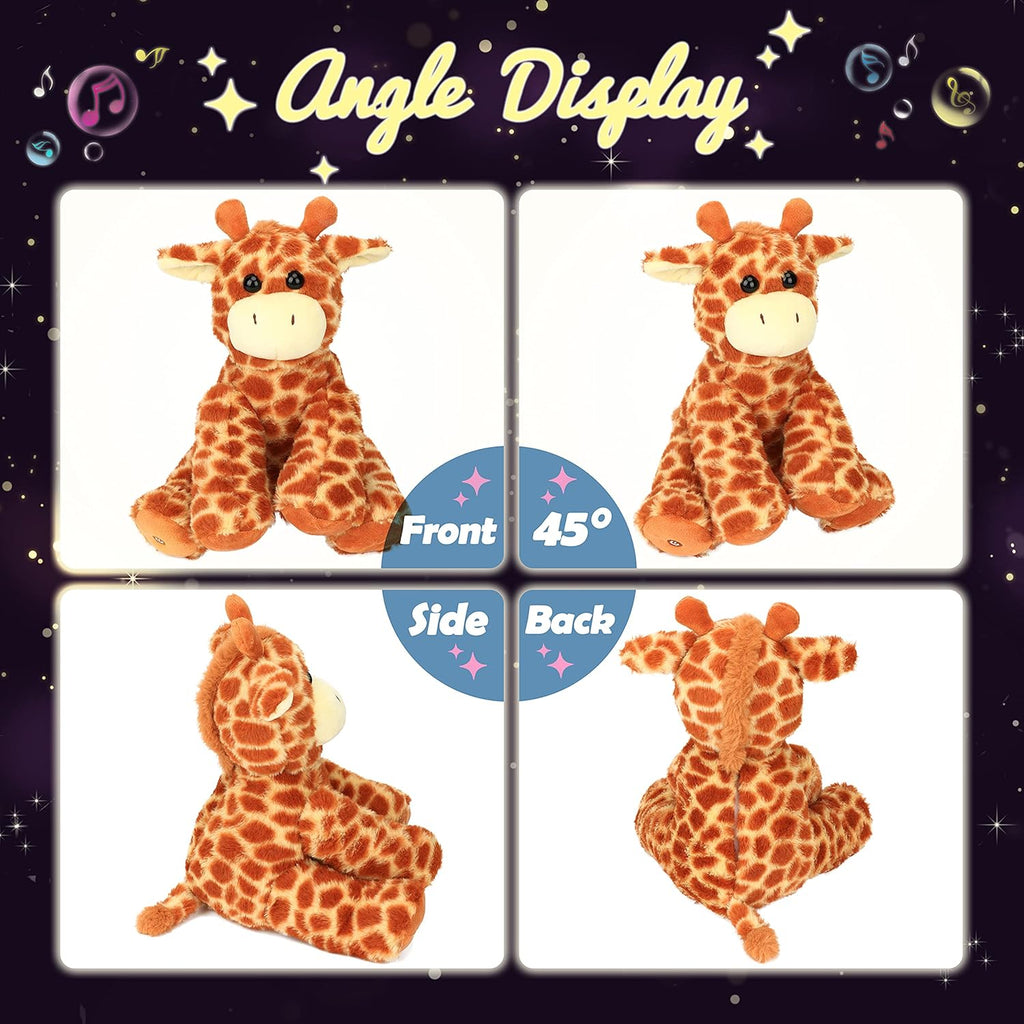 LED Musical Stuffed Giraffe Lighting up Singing Plush Toy Adjustable Volume Lullaby Animated Soothe Birthday Festival for Kids Toddlers Boys Girls, Orange, 11''